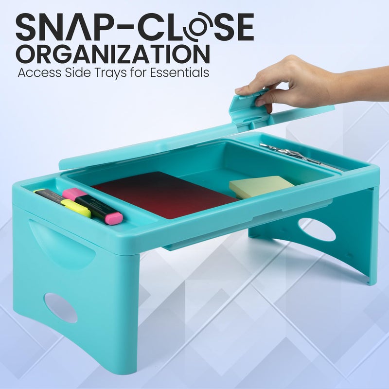 Loddie Doddie Foldable Lap Desk - Teal Blue - Lap Desk for Kids with Storage Pocket & Organizer Compartments - Bed Table for Crafts & Meals - Laptop Bed Tray with 9.75 x 12 in Surface - Image 5